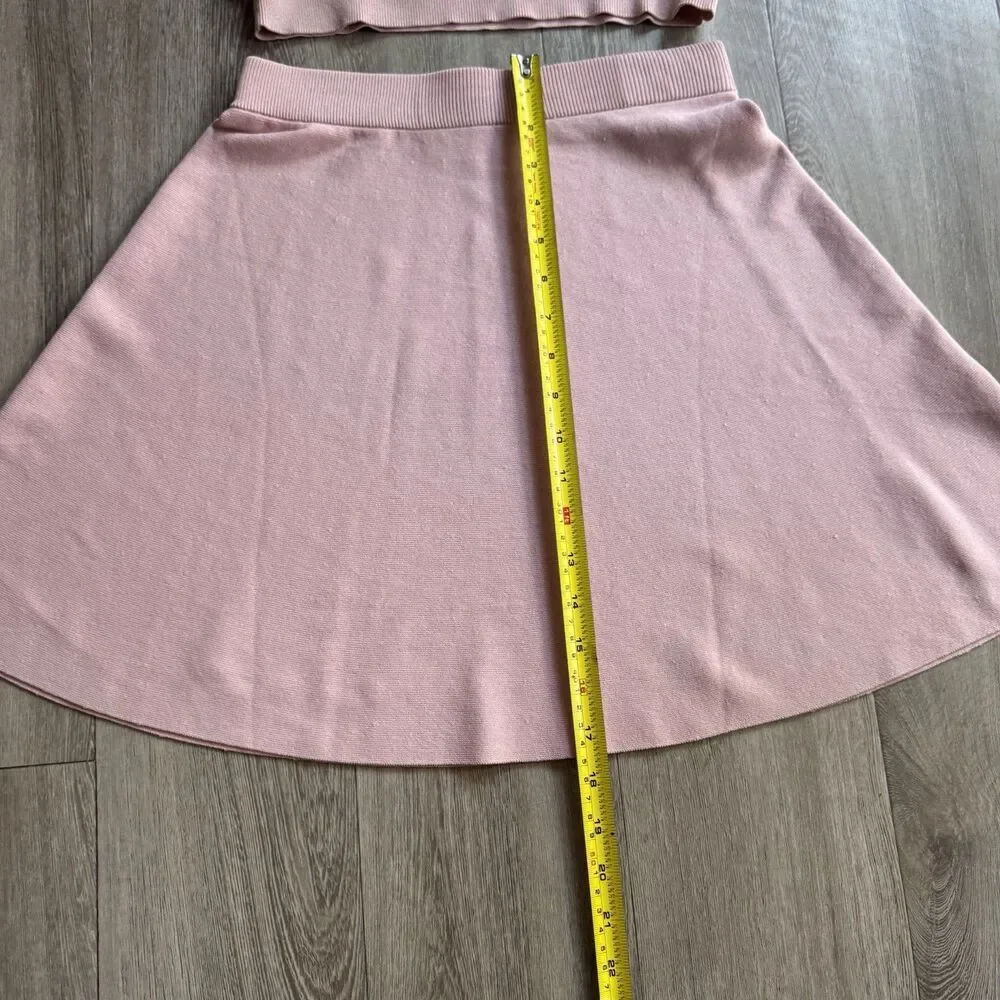 2 Set Stretch Tracksuit Tennis Skirt And Crop Top Pink Size S Y2K Mushroom - Picture 3 of 8
